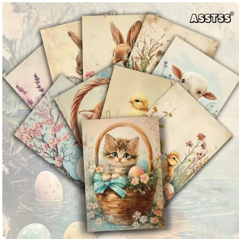 NWT 20pc Vintage Easter Postcard Set Retro Animal Craft Scrapbook Junk Journal